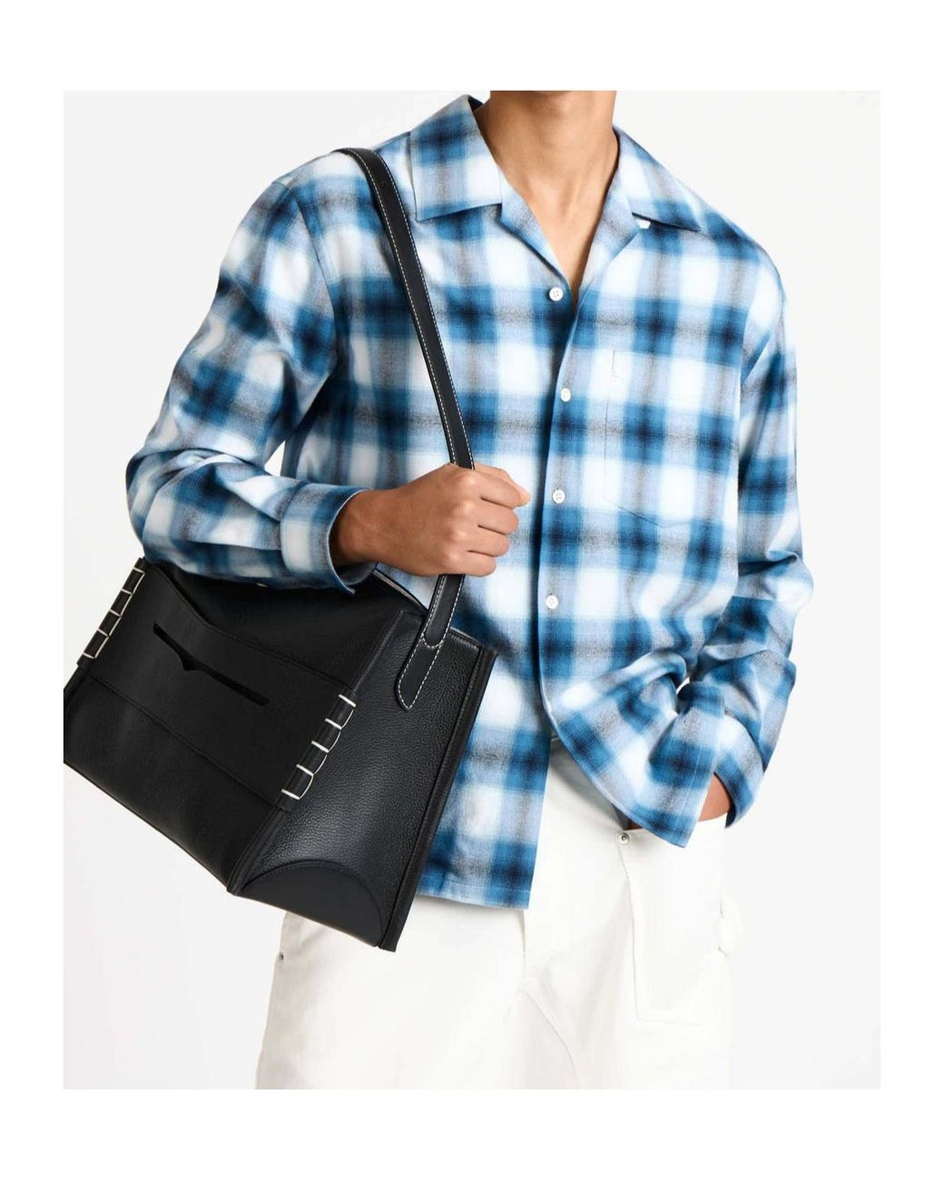 J.W. Anderson Blue Shaded Checkered Shirt for men