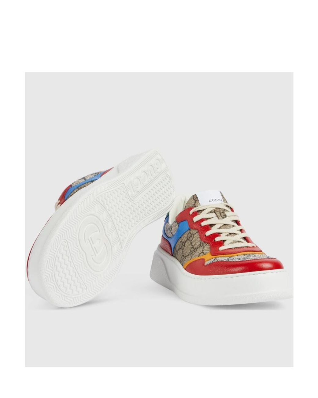 Gucci Blue Gg Panelled Lace-Up Sneakers for men