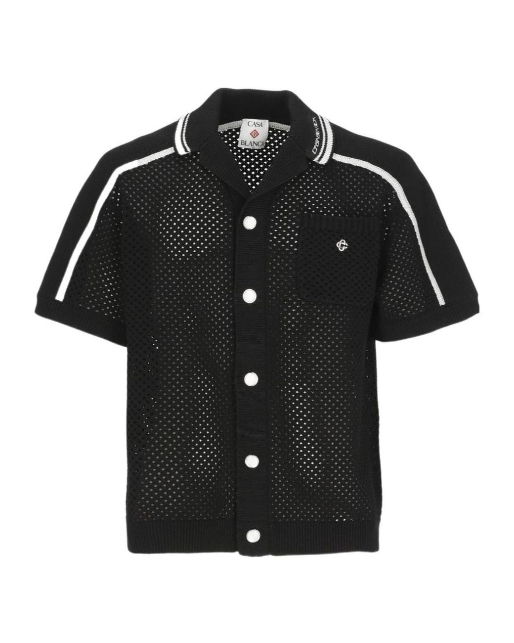 Casablanca Black Mesh Short Sleeved Shirt for men