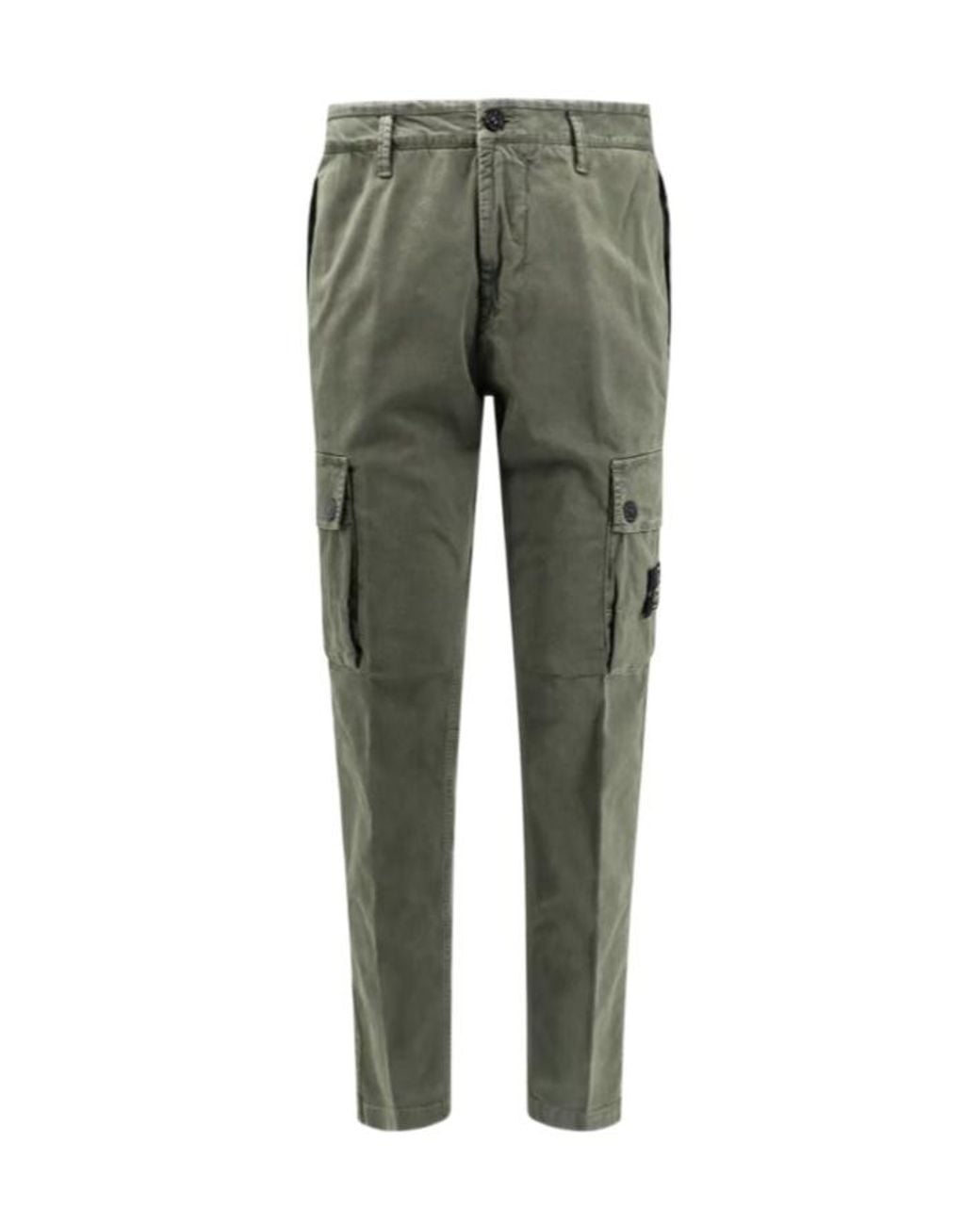 Stone Island Green Logo Patch Straight Leg Pants for men