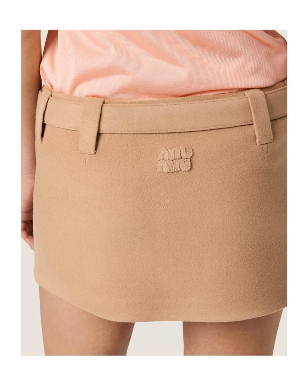 Miu Miu Natural Waxed Double Wool Miniskirt