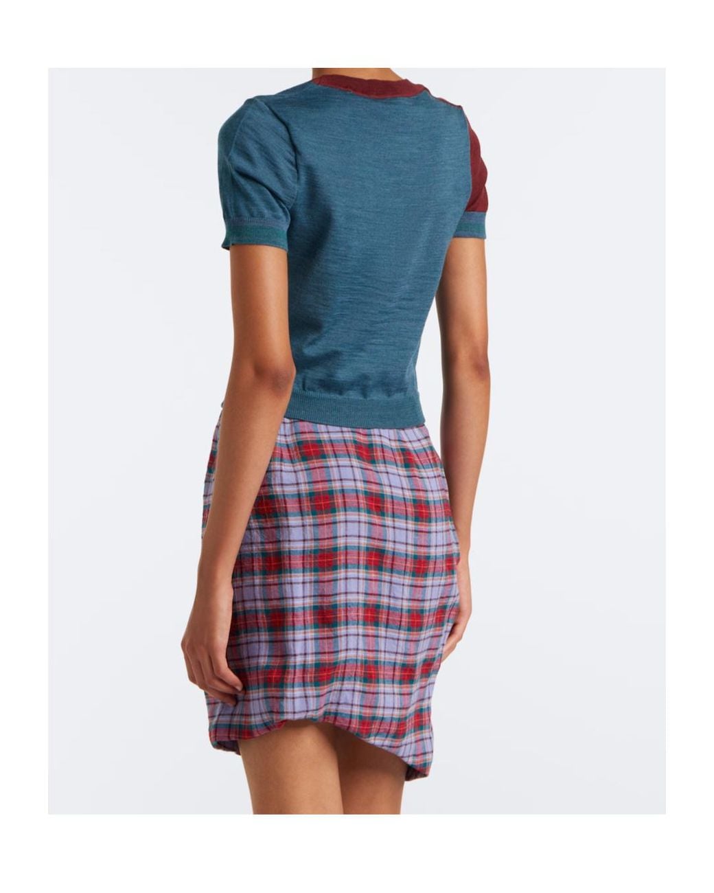 Vivienne Westwood Blue Argyle Wool And Cotton Sweater
