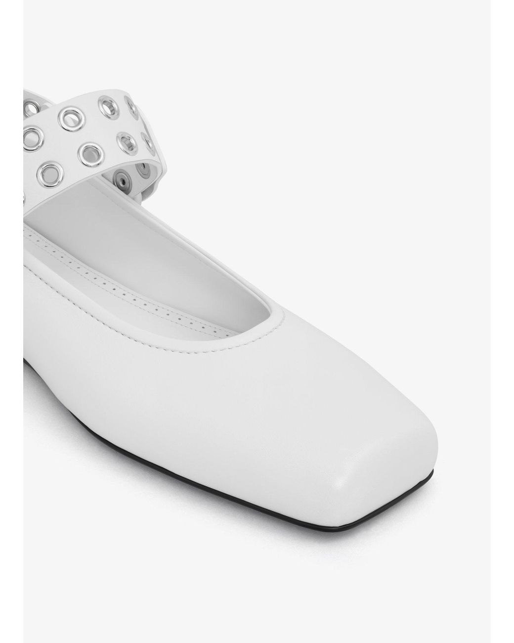 Alaïa White Leather Biker Ballet Flats