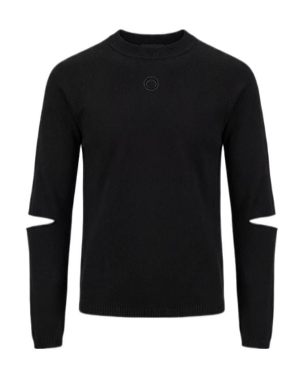 MARINE SERRE Black Moon Logo Knit Slit Crewneck Sweater for men