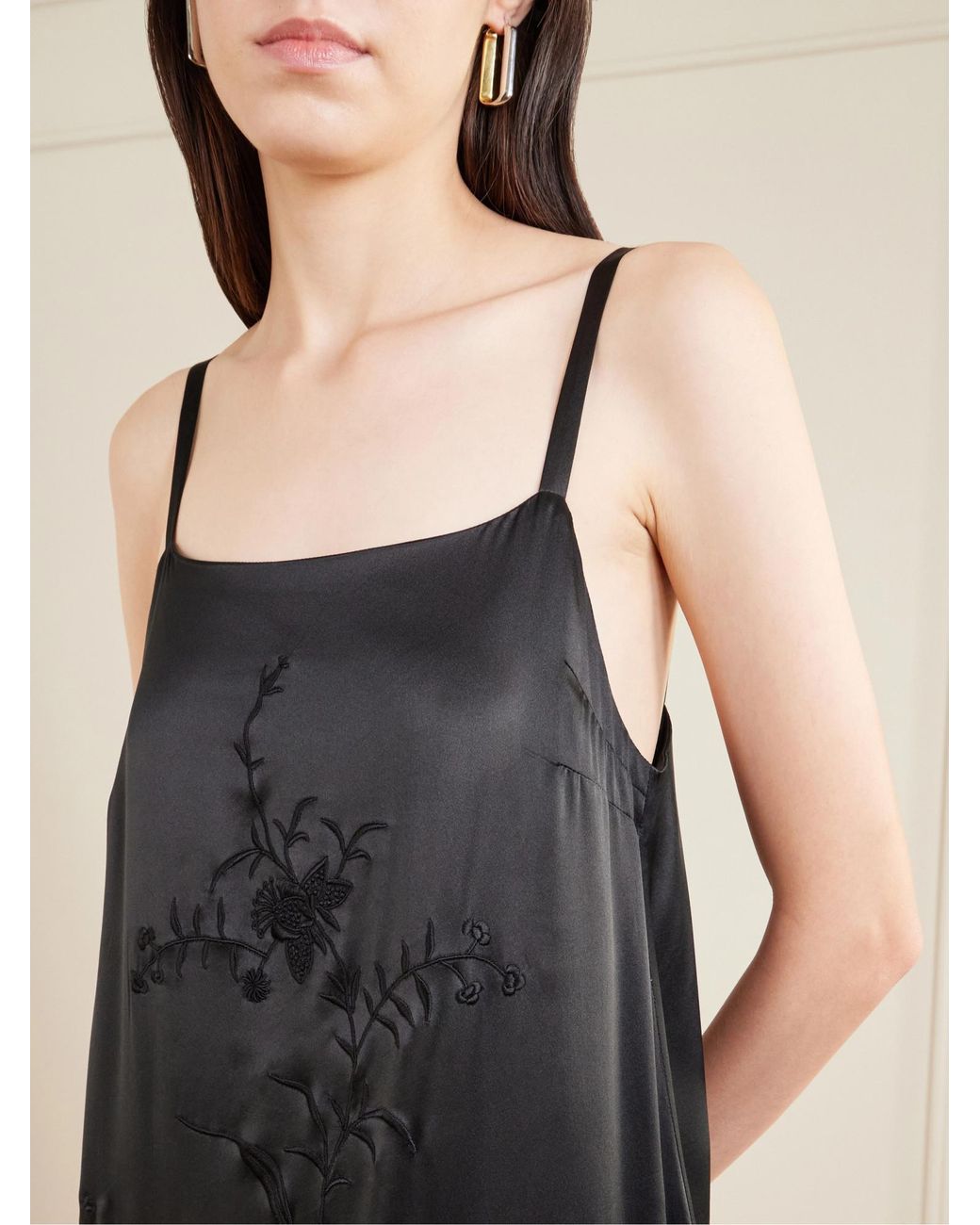 Bode Black Fringed Floral Dress