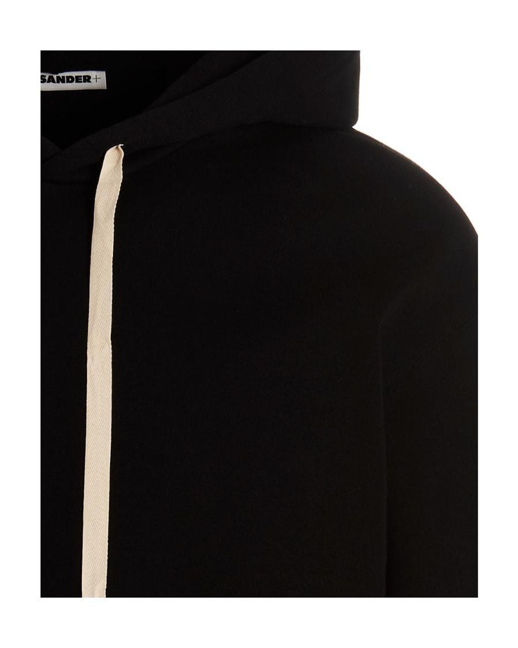 Jil Sander Black Logo Patch Long-Sleeved Hoodie for men
