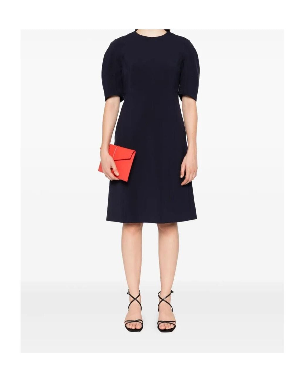 Peserico Black Puff-Sleeve Midi Dress