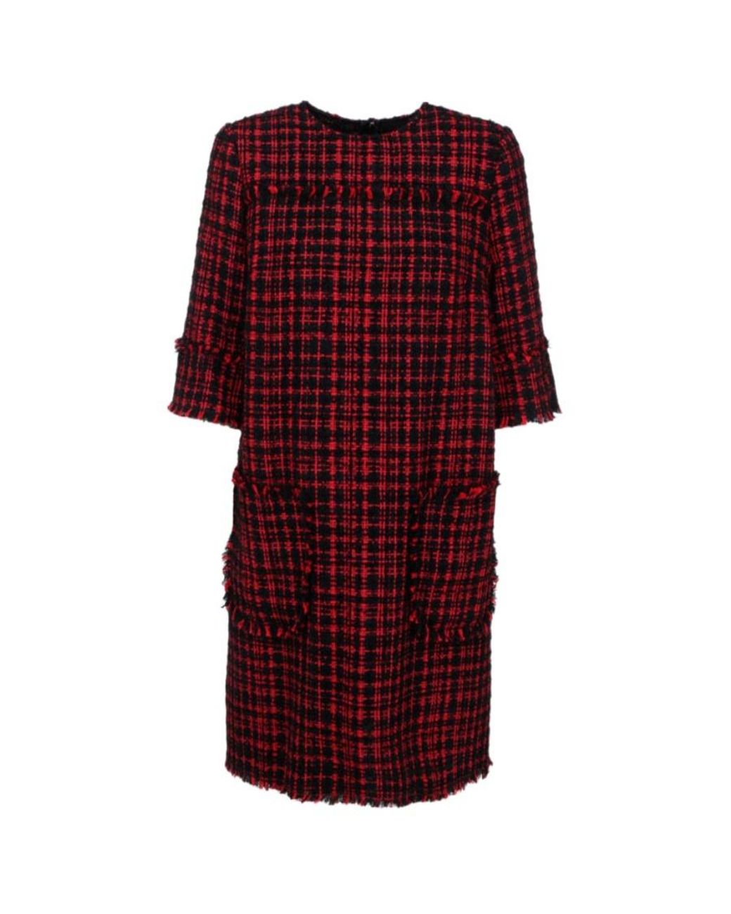 Dolce & Gabbana Red Short Tweed A-Line Dress