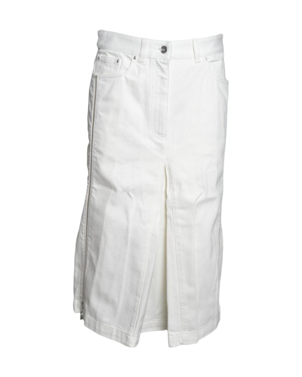 Rabanne White Rabanne Slit-Detailed Denim Skirt