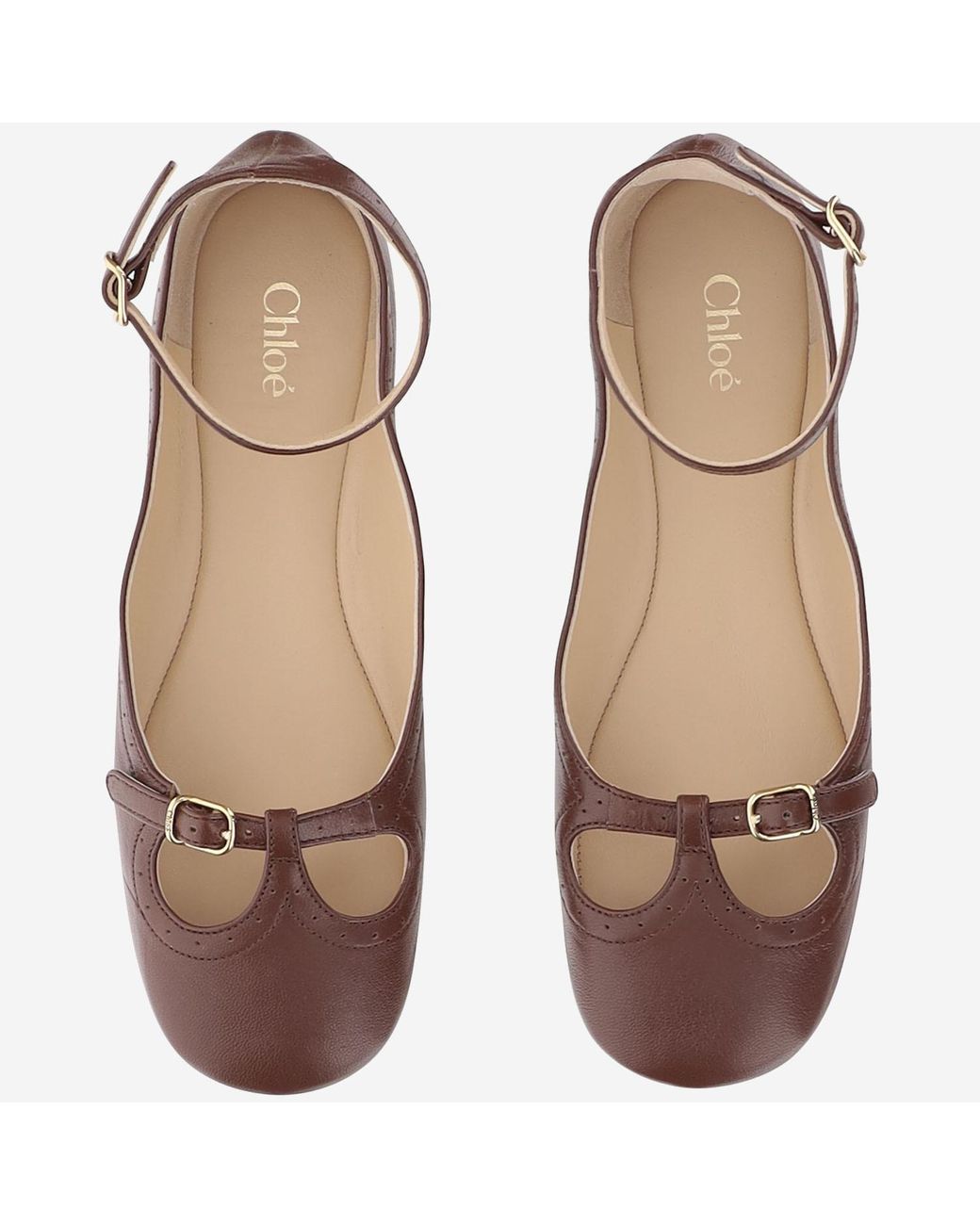 Chloé Brown Chloé Ankle Strap Ballet Flats