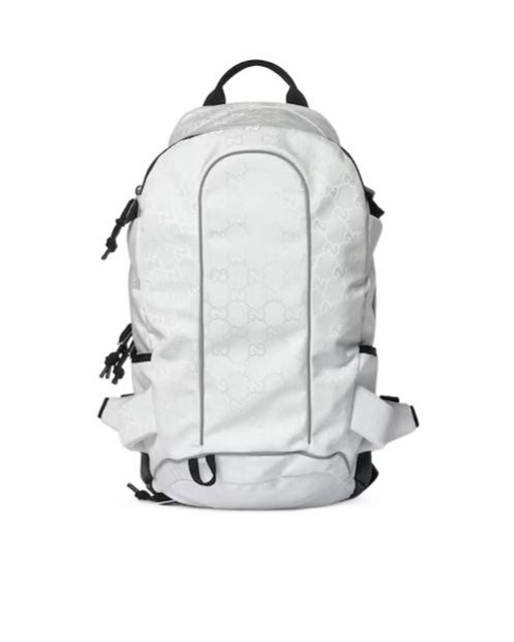 Gucci Gray Monogrammed Zipped Small Backpack for men
