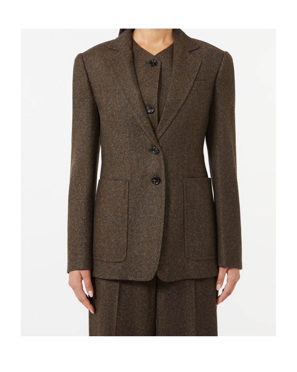 Max Mara Brown Collared Button-Up Jacket
