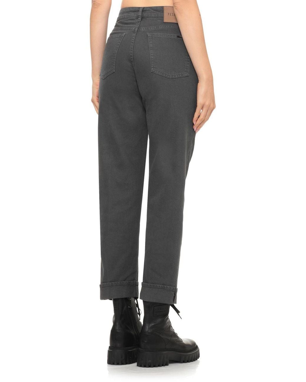 Peserico Gray High-Rise Straight-Leg Jeans