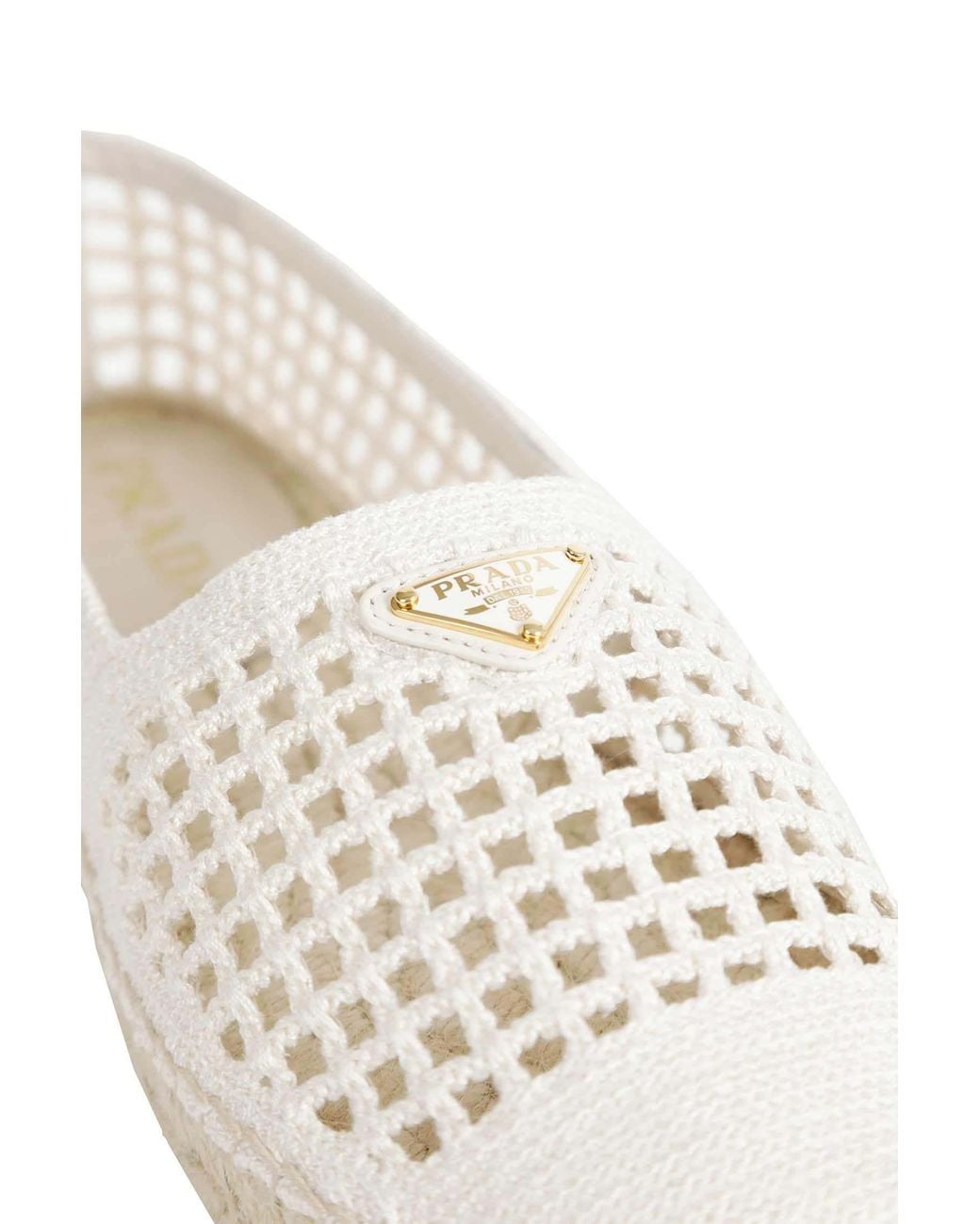 Prada White Crocheted Flat Shoes