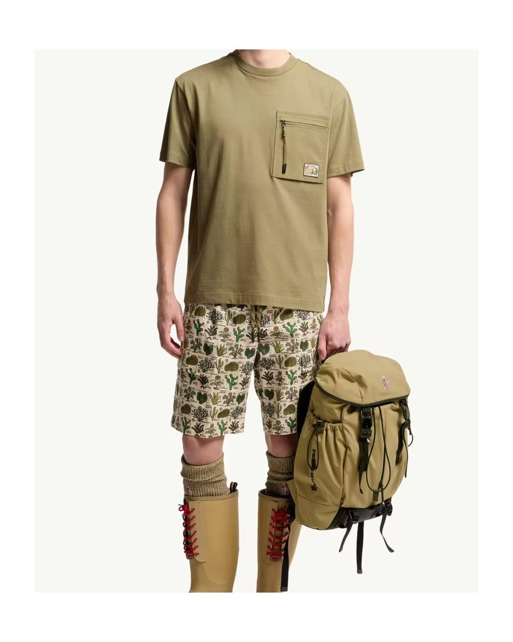 Moncler Green Grenoble Zip-Pocket T-Shirt for men
