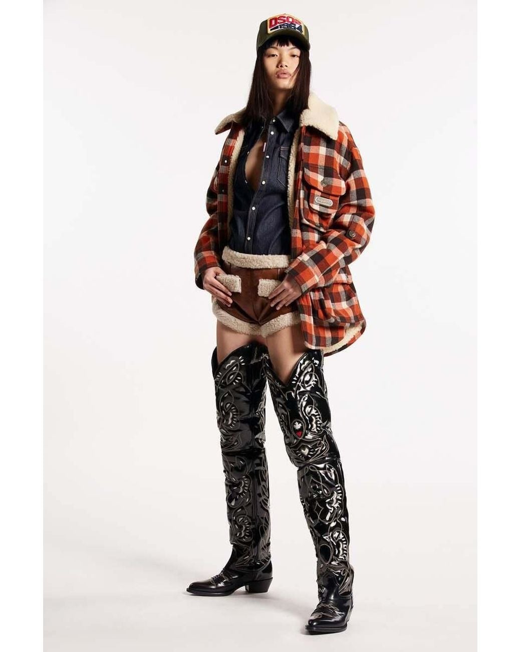 DSquared² Orange Checked Buttoned Jacket