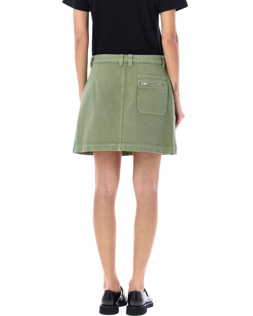 A.P.C. Green Sarah Zip Fastened Mini Skirt