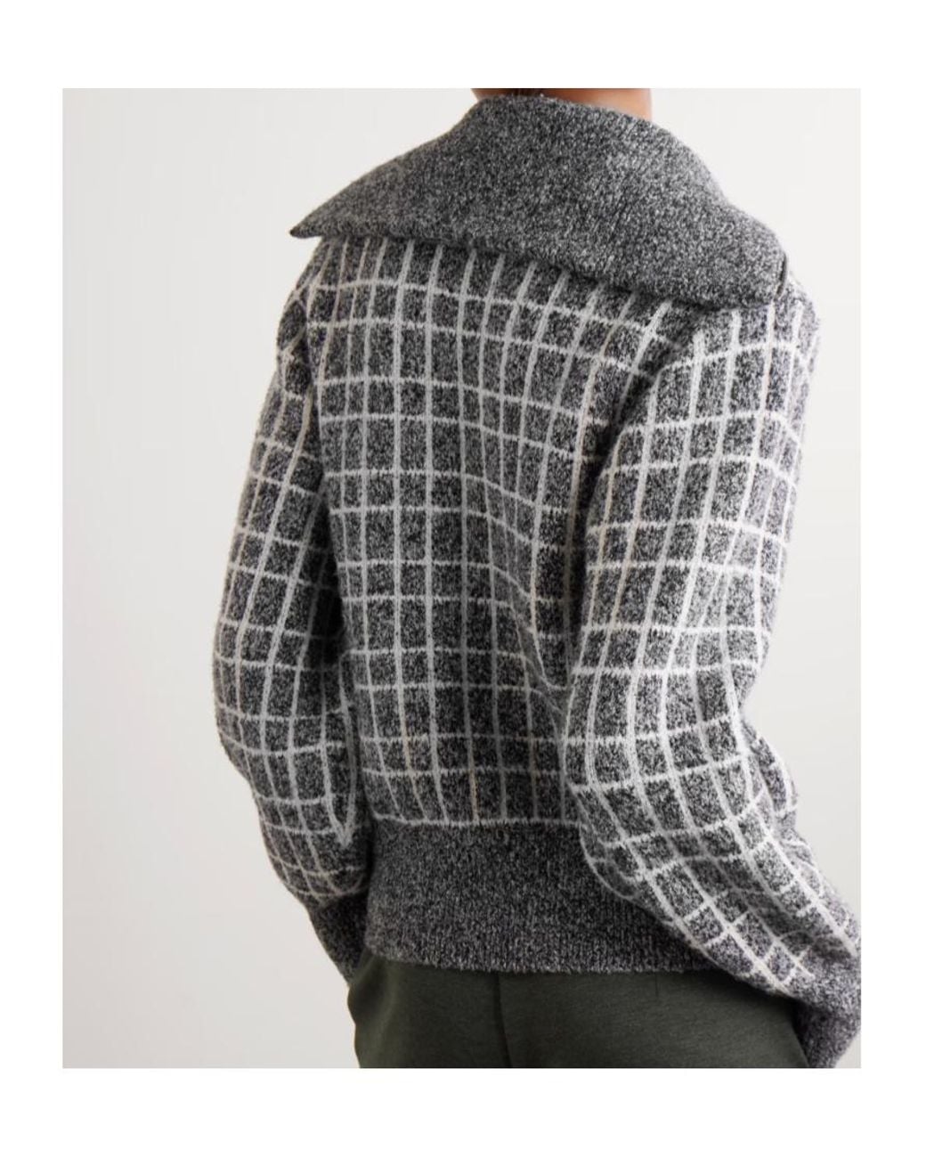 Varley Gray Furley Half-Zip Checked-Pattern Sweater
