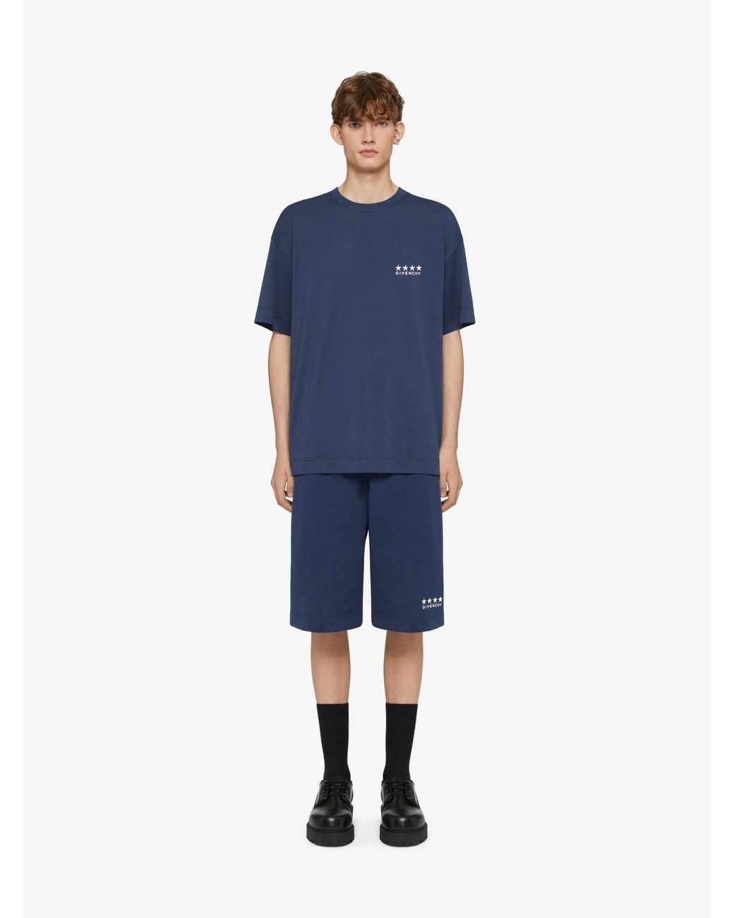 Givenchy Blue Logo Printed Crewneck T-Shirt for men