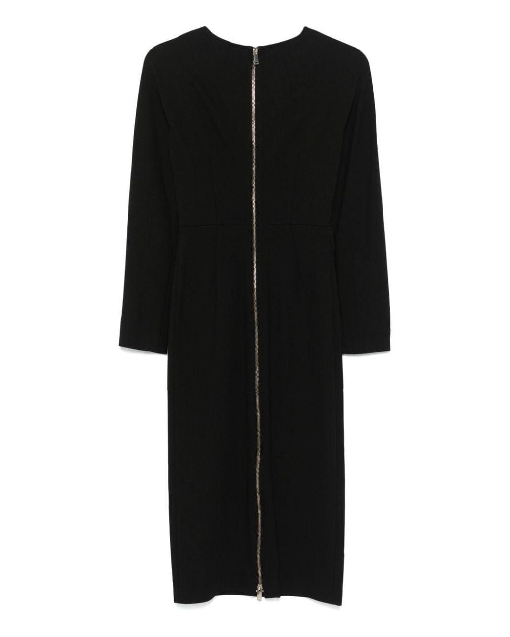 Semicouture Black Round Neck Long Sleeve Dress