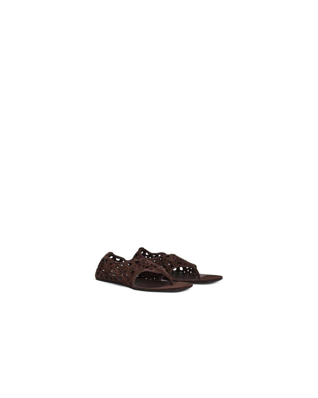 Alaïa Brown Vienne Laser-Cut Suede Sandals