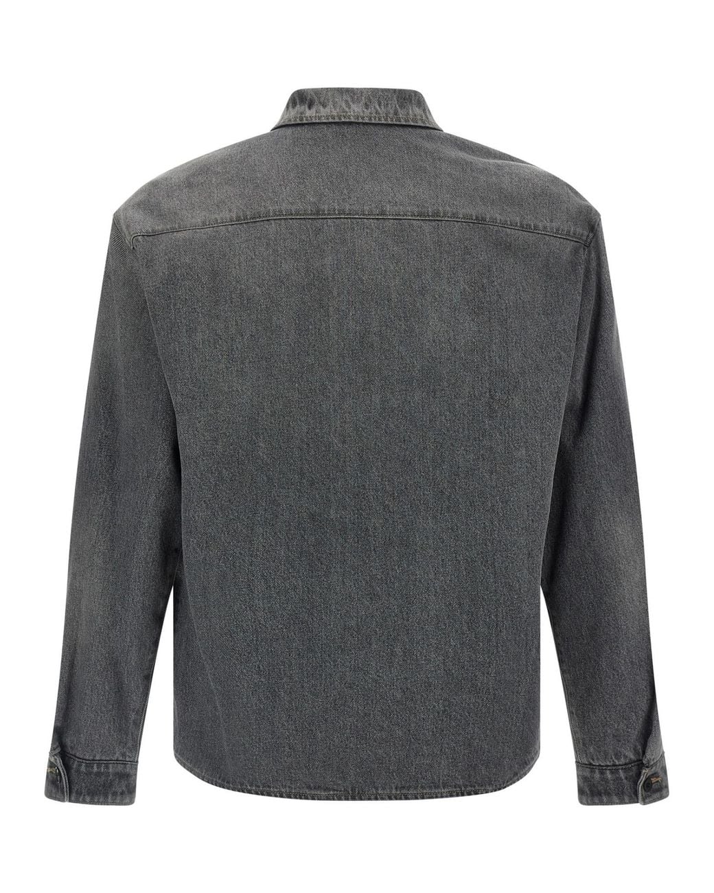 Prada Gray Denim Zipped Shirt for men