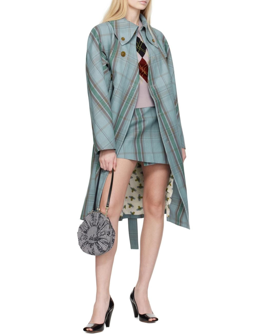 Vivienne Westwood Blue Tartan Print Mini Skirt