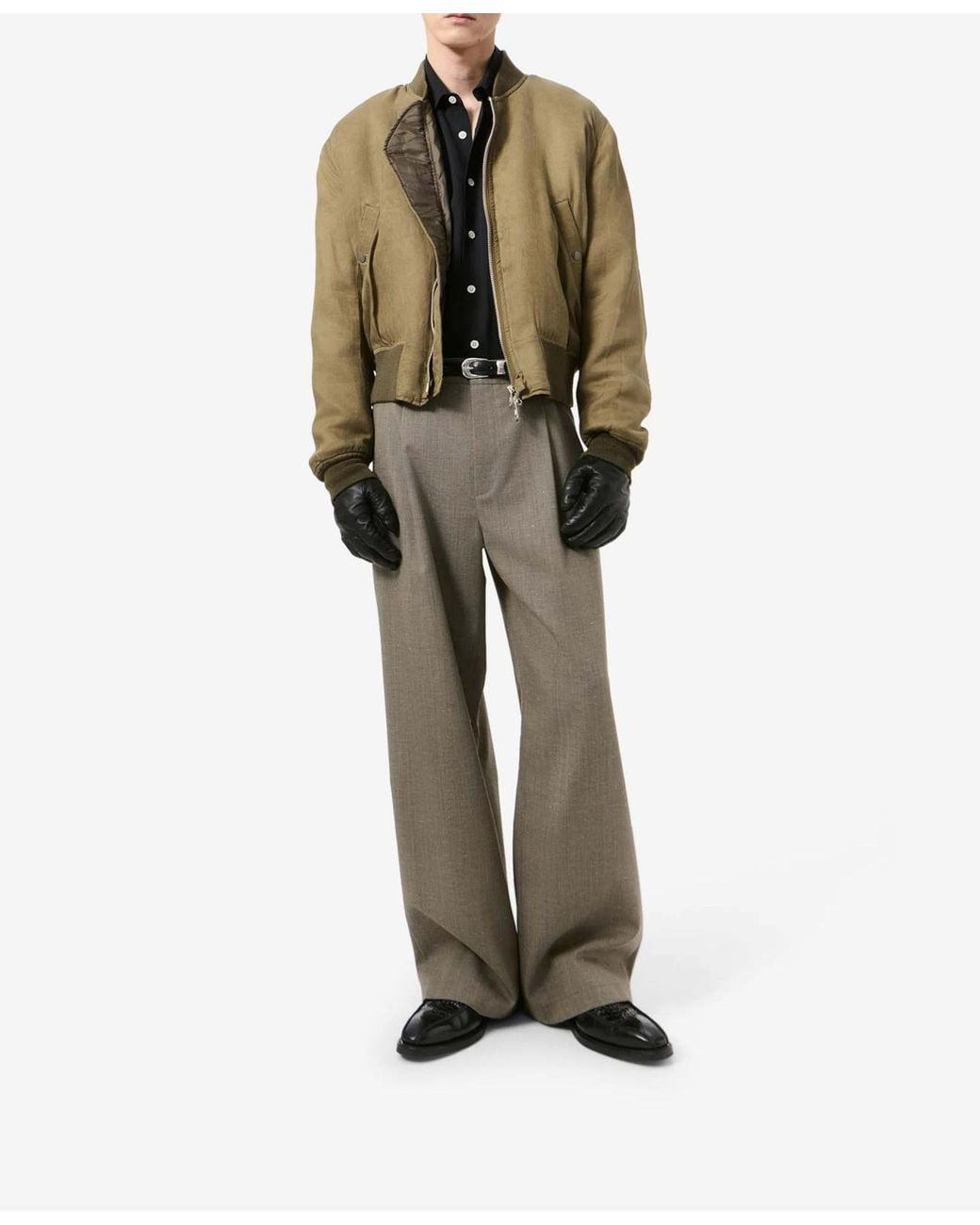 Our Legacy Green Wax-Dipped Cupro Bomber Jacket for men
