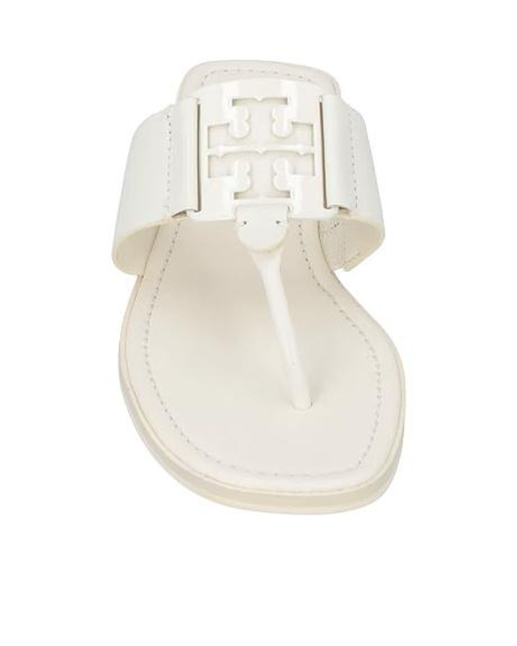 Tory Burch White Simple Leather Slides