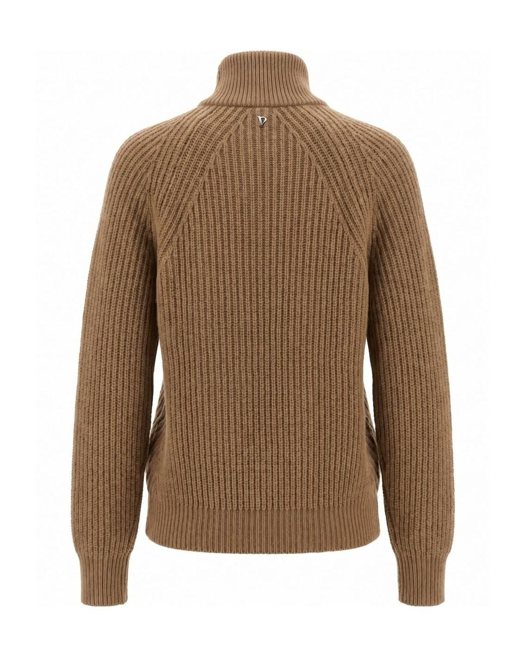 Dondup Brown Ribbed-Knit Asymmetric-Zip Cardigan