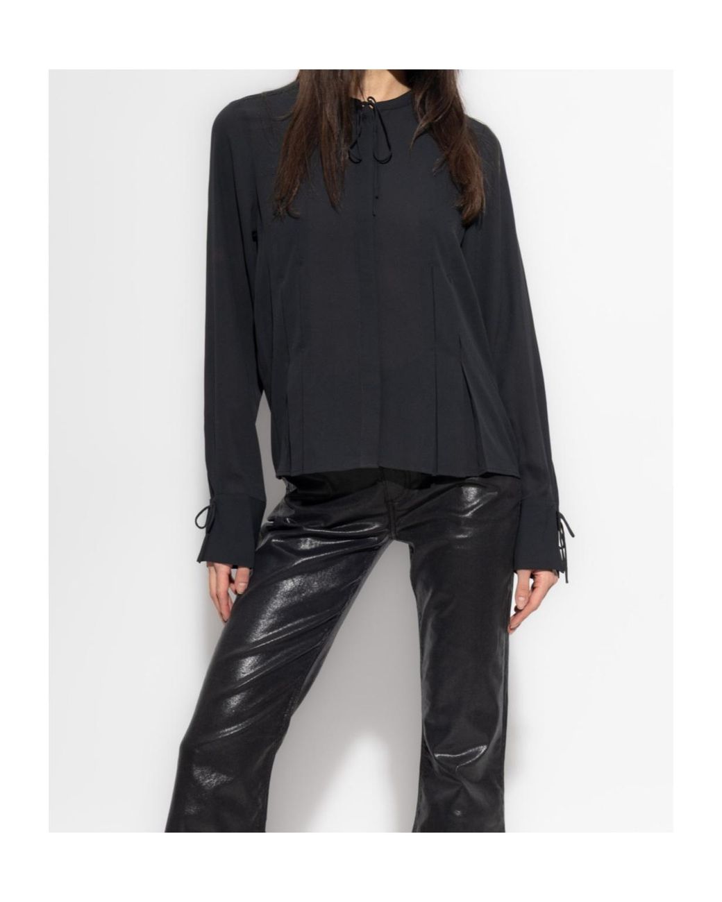 Rag & Bone Blue Tie-Neck Loose Fit Top