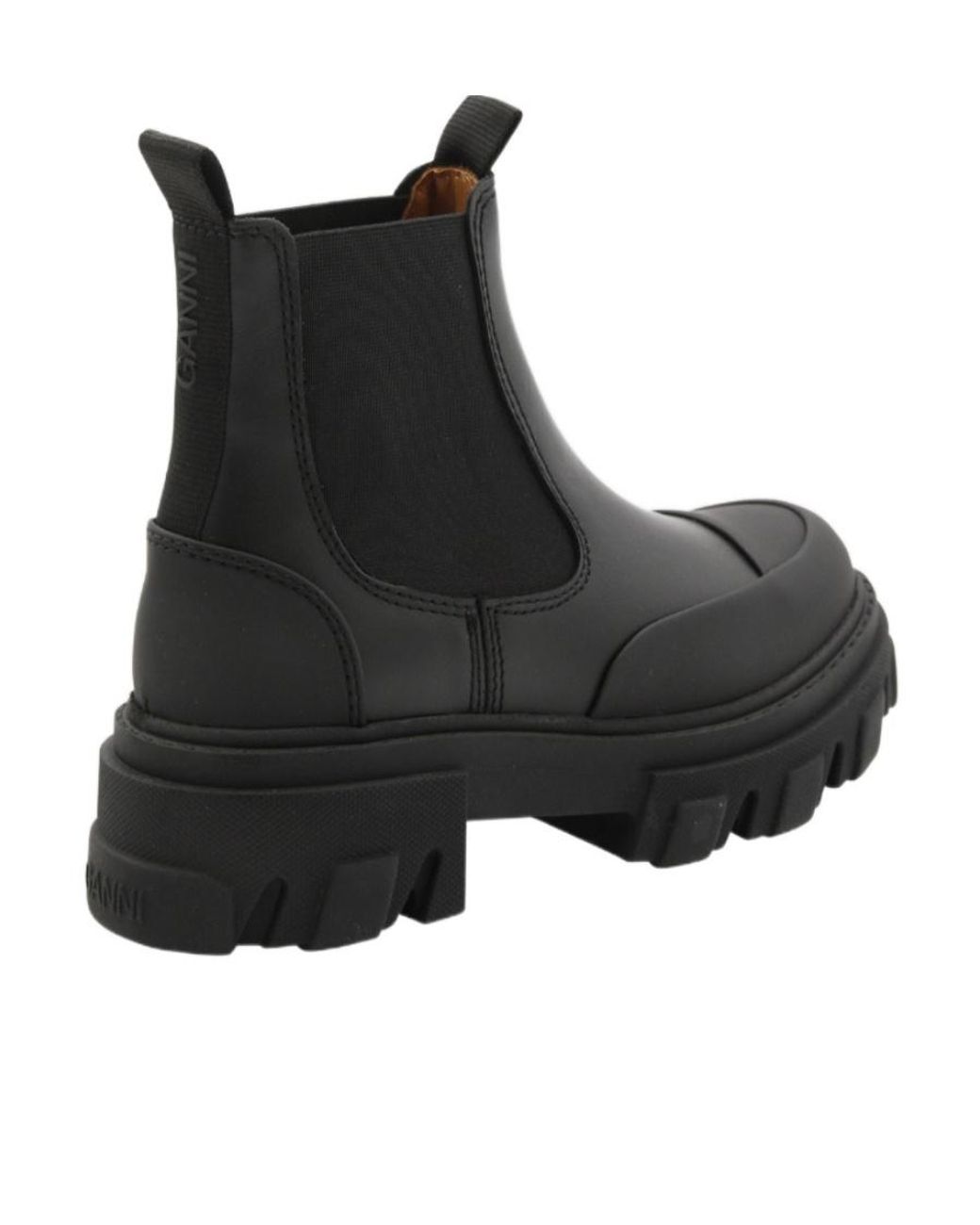 Ganni Black Cleated Low Chelsea Boots