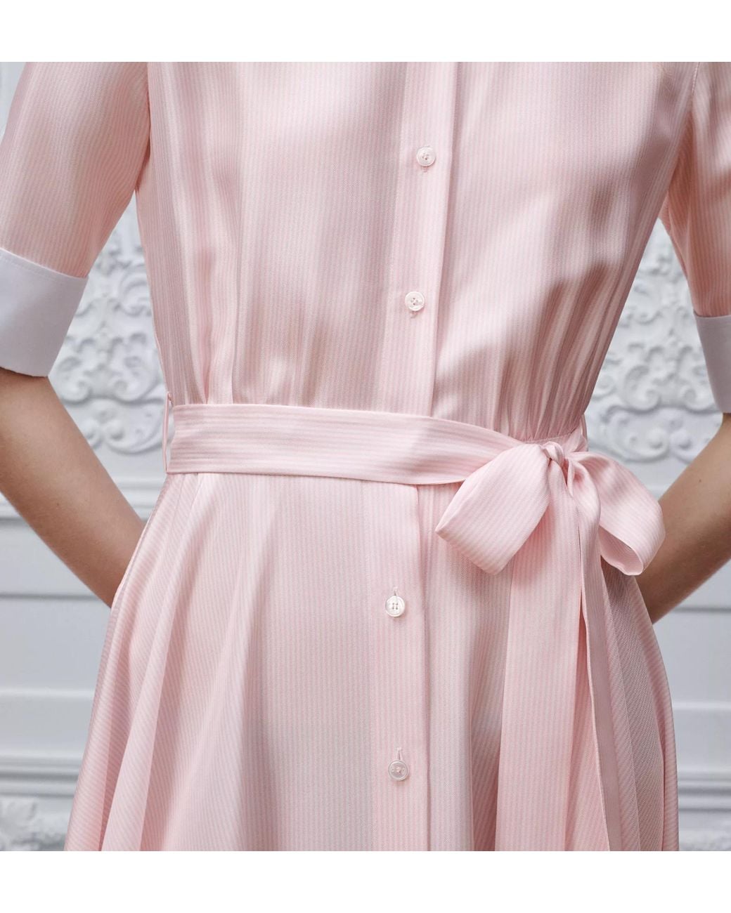 Dior Pink Iviera Mid-Length Belted Shirtdress