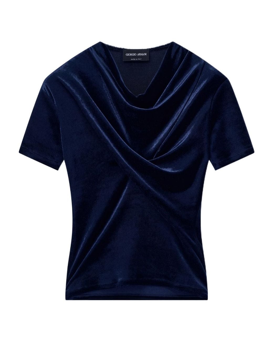 Giorgio Armani Blue Draped Velvet Top