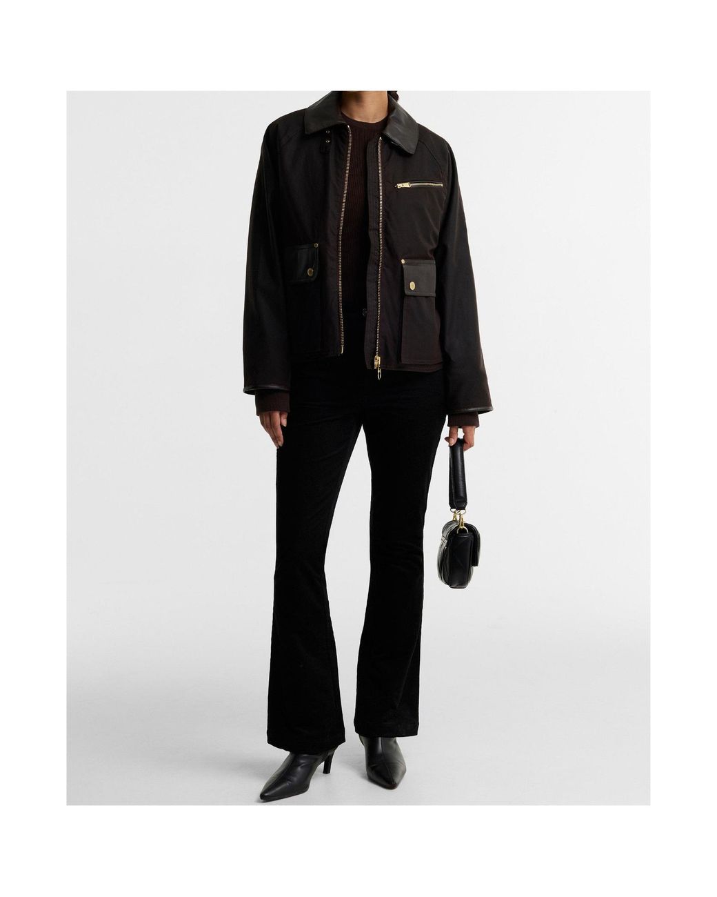 Barbour Black Collar Cropped Jacket