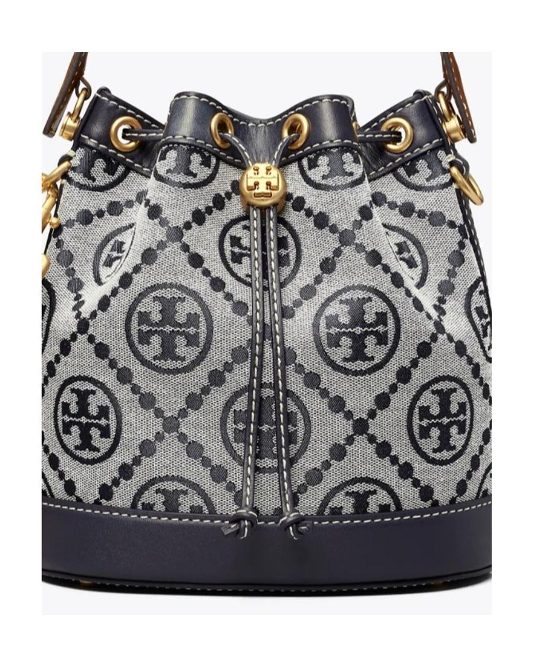 Tory Burch Gray T Monogram Jacquard Bucket Bag