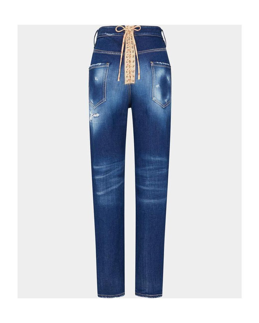 DSquared² Blue Straight-Leg Distressed Jeans for men