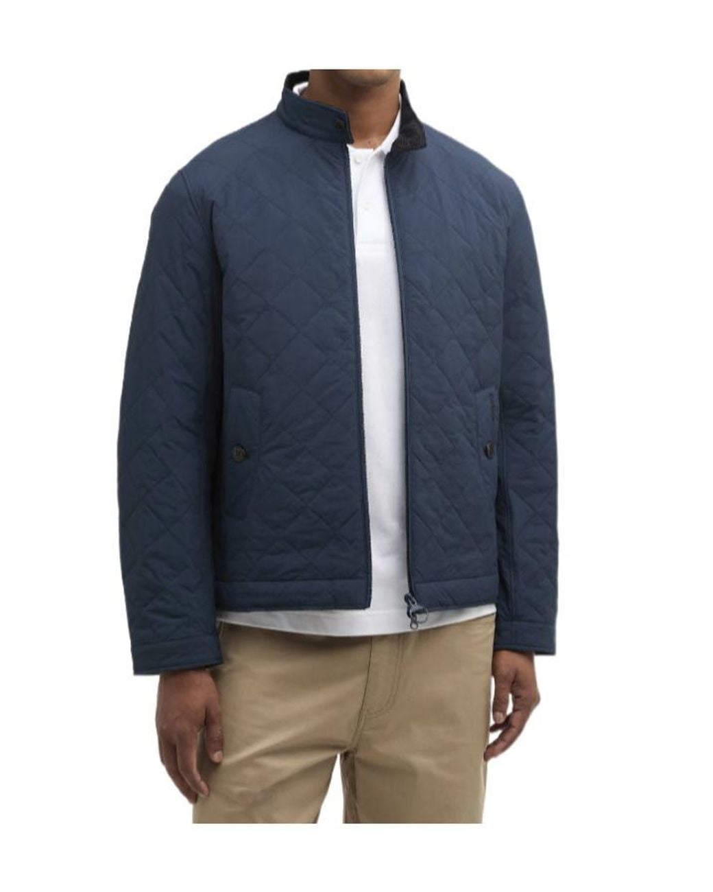 Barbour Blue High-Neck Quilted Jacket for men