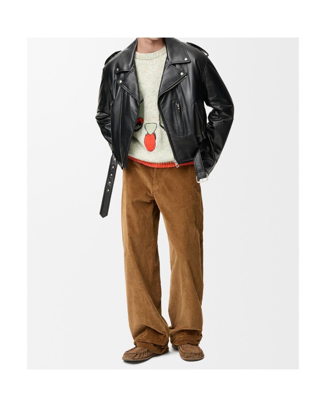 Loewe Black Quote Leather Biker Jacket for men