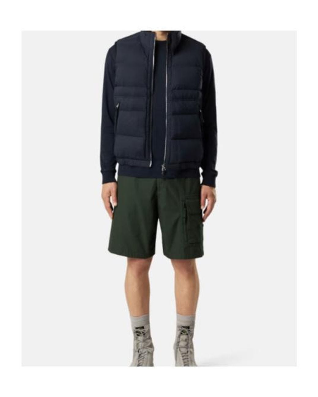 Stone Island Blue Logo Patch Zip-Up Vest for men