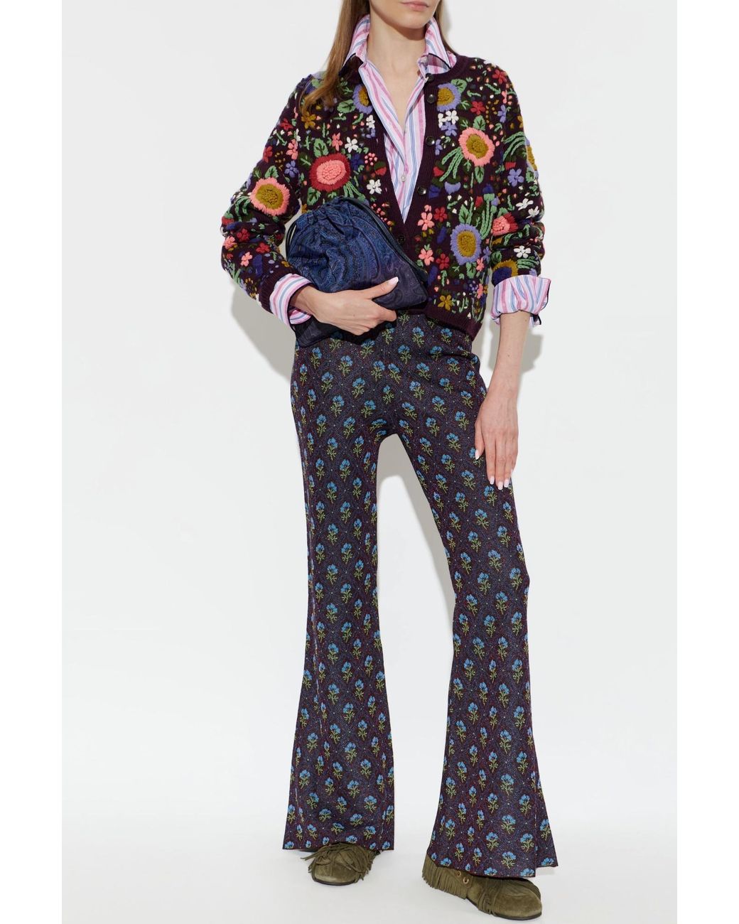 Etro Green Fringed Moccasin Flat Shoes