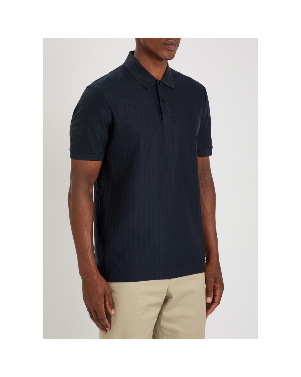 Boss Blue Vertical Stripe Short-Sleeve Polo Shirt for men