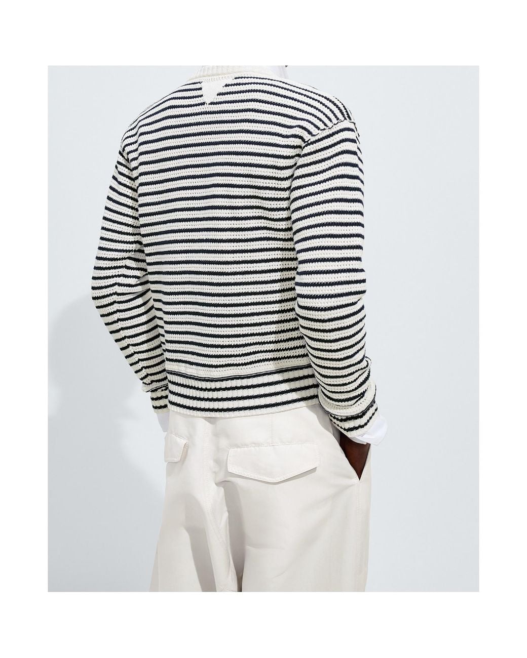 Bottega Veneta White Cotton Crochet Sweater for men
