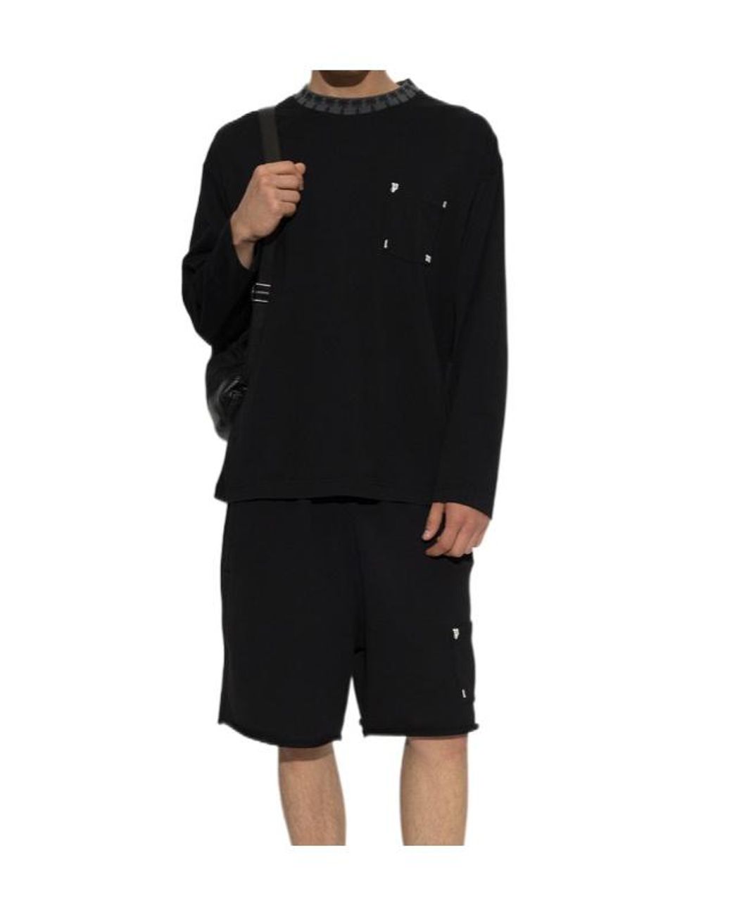 Palm Angels Black Long-Sleeve Pure Cotton T-Shirt for men