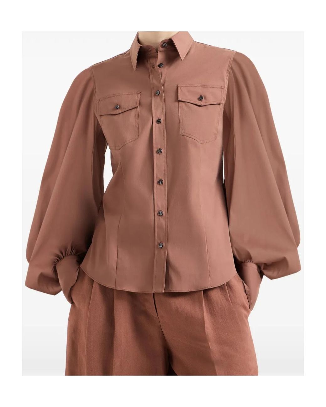 Brunello Cucinelli Brown Cotton-Blend Monili-Detail Shirt
