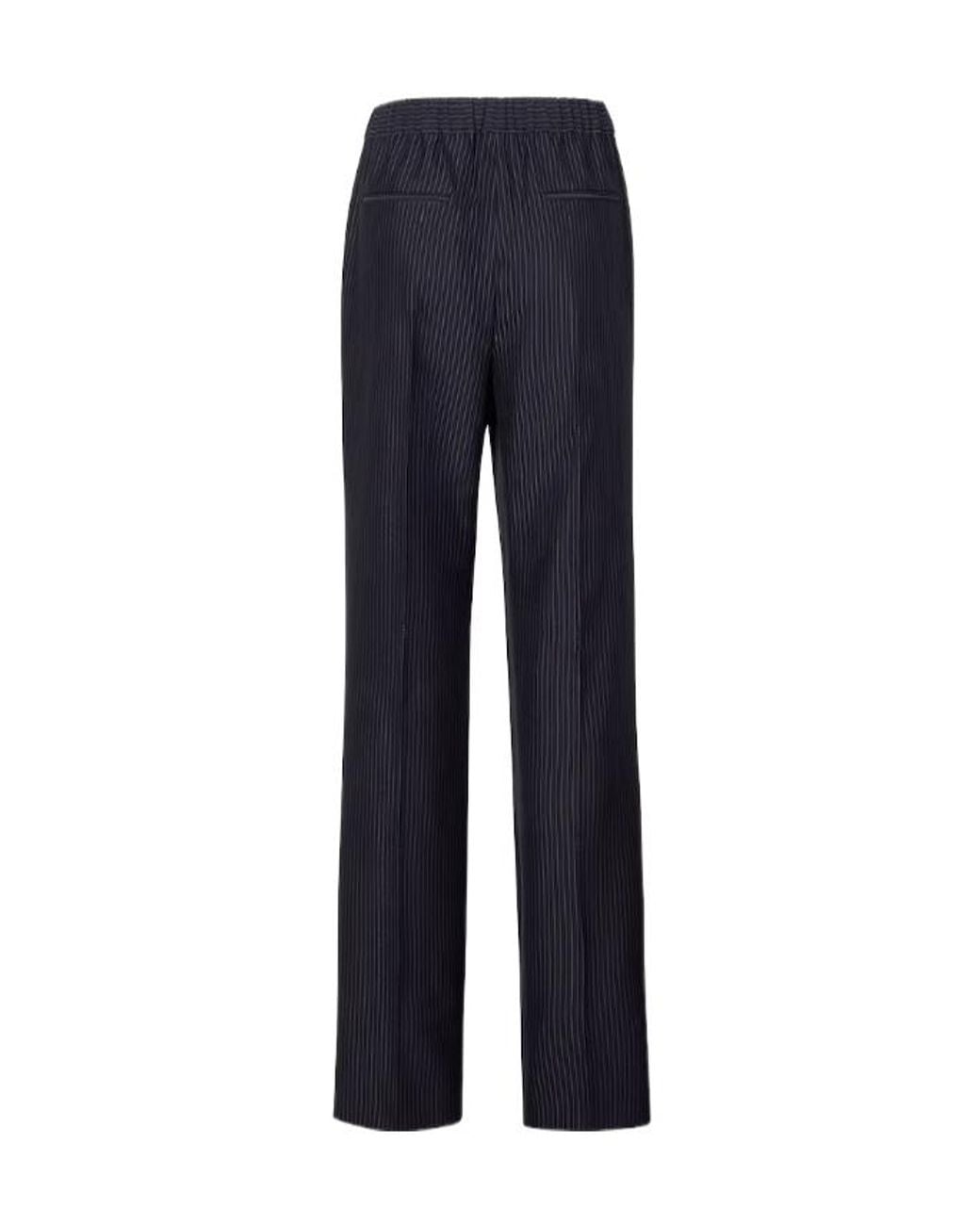 Fendi Blue Multicolored Pinstriped Wool Pants