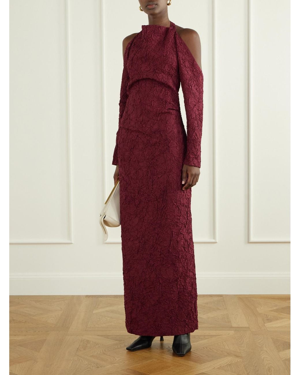 Proenza Schouler Red Lina Open-Back Crinkled-Silk Maxi Dress