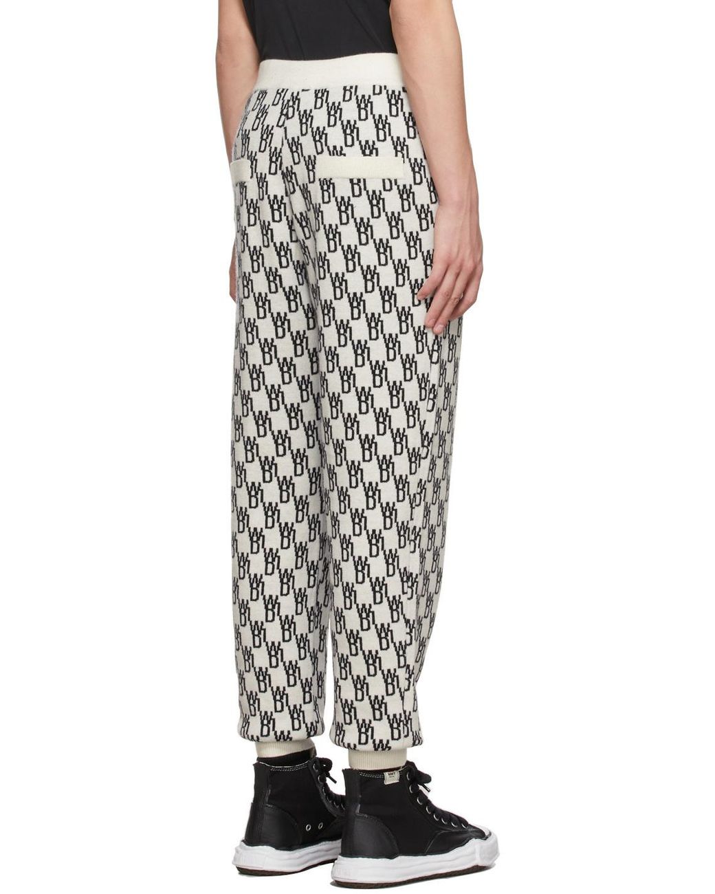 we11done Multicolor Monogram Intarsia-Knit Track Pants