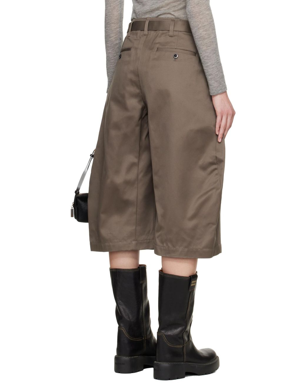 Sacai Green Belted Wide-Leg Pants