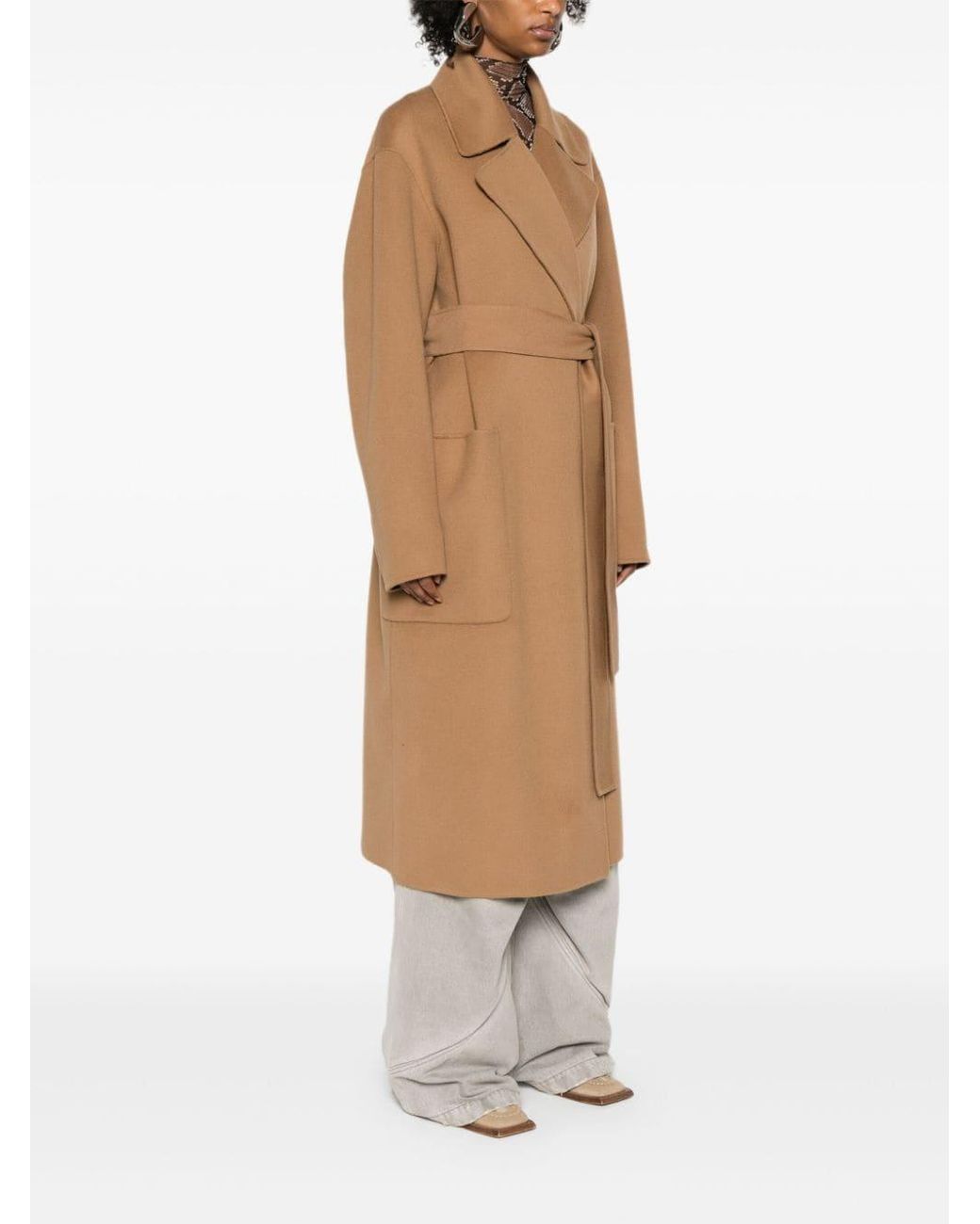 Sportmax Brown Buttoned Long-Sleeved Coat